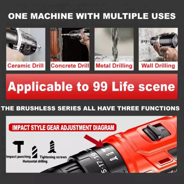 Cordless Drill Impact Drill 188VF Barena Electric Screwdriver impact drill With 32pcs drill bit set