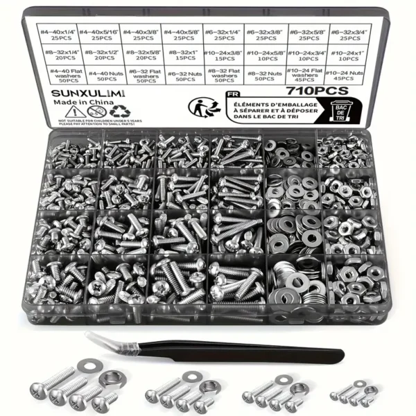 710pcs Stainless Steel Nuts